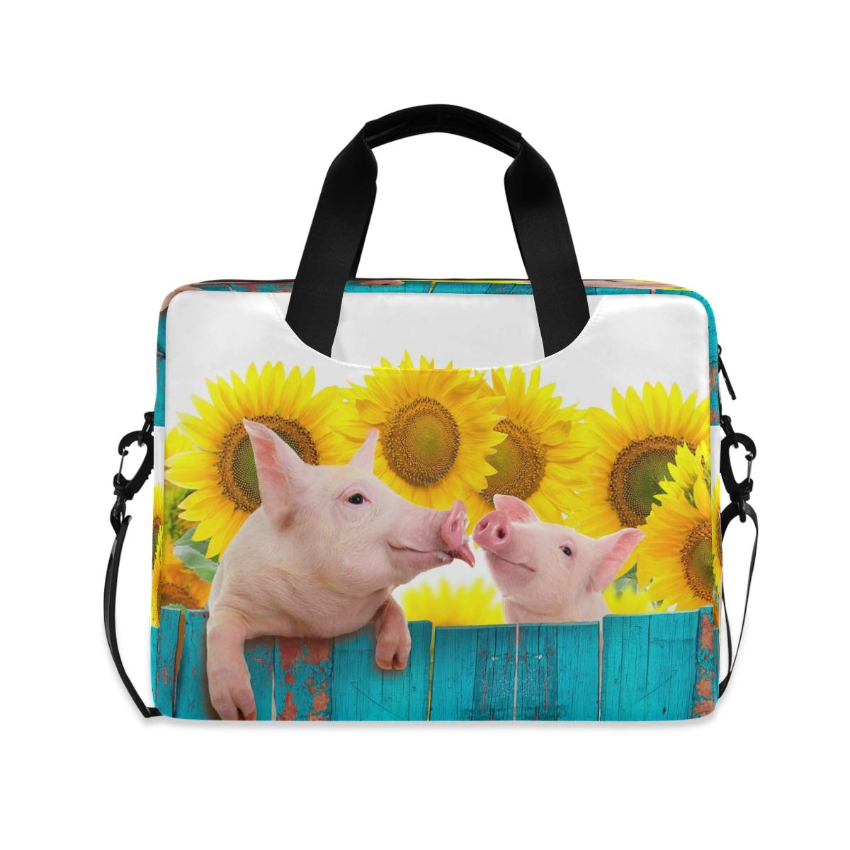 AUUXVA 13-15.6 Inch Funny Pig Sunflower Laptop Bag - Stylish Messenger Briefcase for Business, College, Travel - Durable Shoulder Bag & Tablet Sleeve for Women & Men