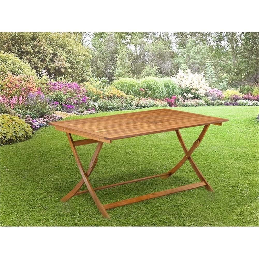 East West Furniture BAETFNA 36x60 Inch Acacia Wood Patio Dining Table with Butterfly Leaf - Natural Oil Finish, Outdoor & Indoor Use for Garden, Deck, and Backyard Dining