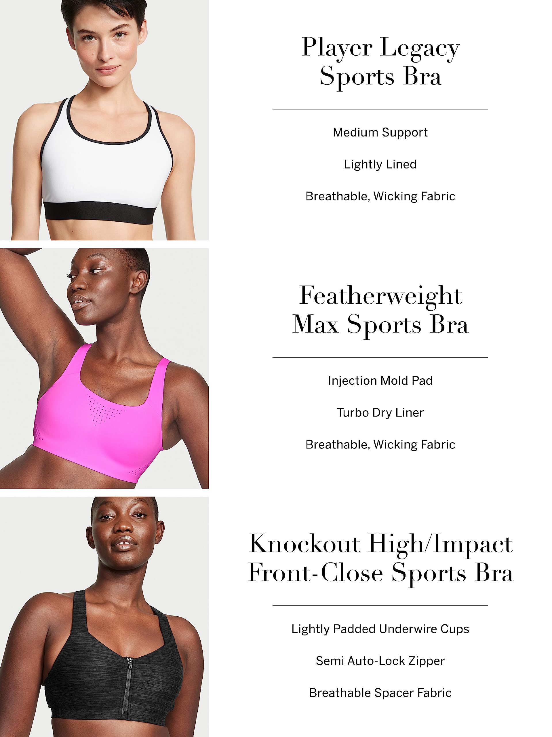 Victoria's Secret Player Medium Support Racerback Sports Bra for Women - XS to XXL - Perfect for Yoga, Running & Gym Workouts
