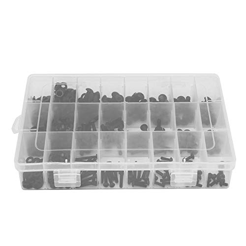 570pcs Black Carbon Steel Hex Screw Nut Bolt Flat Washer Set with 3 Hex Wrenches - M3 M4 M5 Assortment Kit for Furniture, Electronics, Automotive & DIY Projects - Durable Fasteners for Home Repair and Construction
