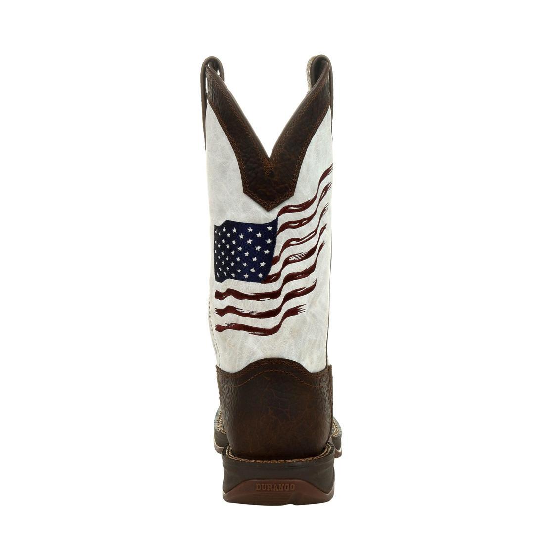 Rebel Distressed Flag Embroidered Western Boots for Women - Vintage Cowgirl Ankle Boots with Patriotic American Flag Design - Perfect for Country Music Festivals, Rodeos, and Western Fashion