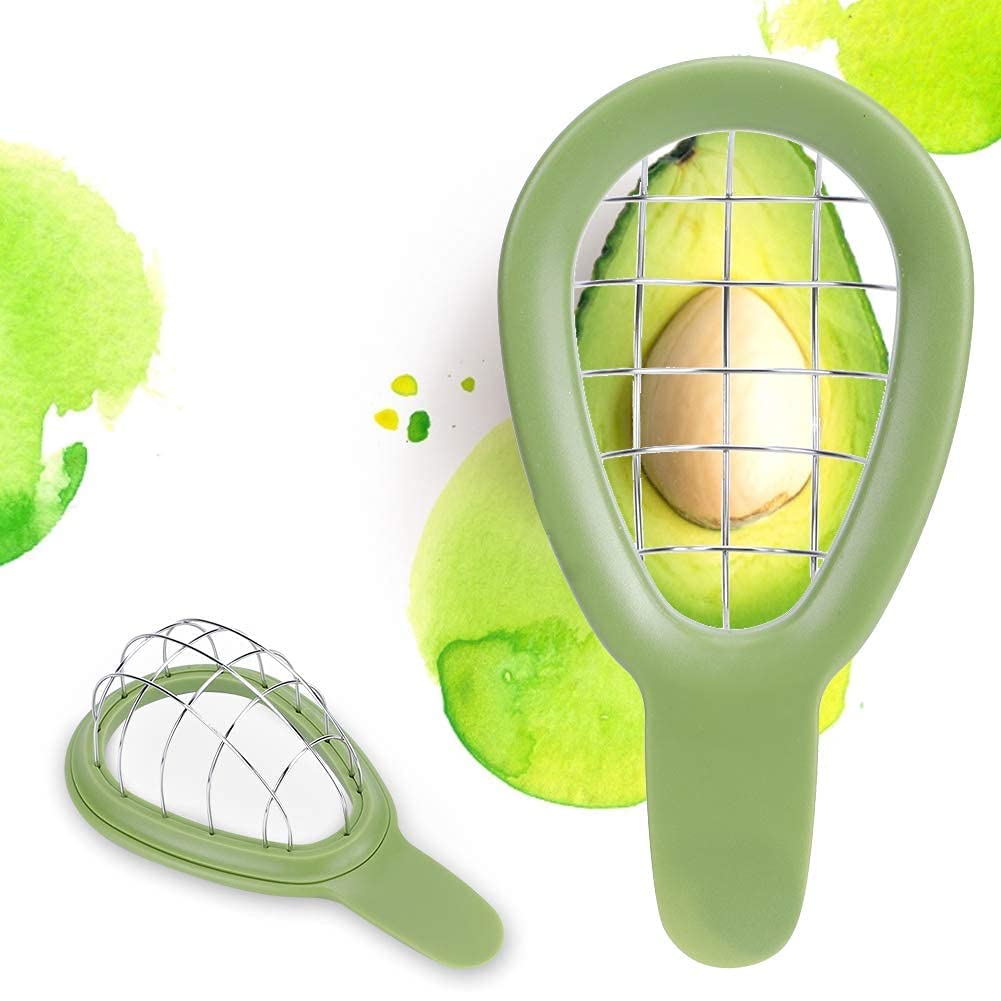 Premium Stainless Steel Avocado Cutter & Slicer Set (2-Pack) - Multi-Functional Fruit Tool for Cubing, Dicing & Separating Avocados, Melons & More - Perfect Kitchen Gadget for Salads, Smoothies & Healthy Snacks