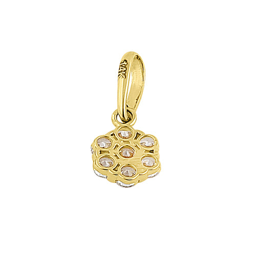 14K Yellow Gold Small Flower Cluster CZ Pendant Necklace for Women - Elegant Cubic Zirconia Floral Jewelry Gift for Birthday, Anniversary & Valentine's Day