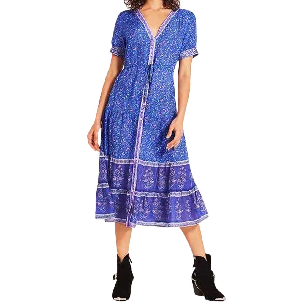 Boho Maxi Beach Dress for Women - Flowy Long Summer Evening Party Dress, Mini Sundress for Holiday & Vacation Outfits | Perfect for Beach Trips, Weddings & Casual Wear