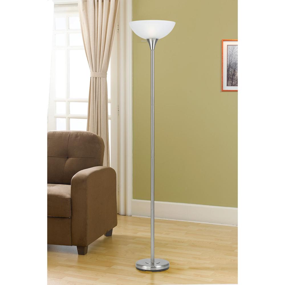 150W 3-Way Dimmable Torchiere Floor Lamp with Glass Shade - Modern Metal Floor Light for Living Room, Bedroom & Office - Adjustable Brightness for Reading, Relaxing & Ambient Lighting