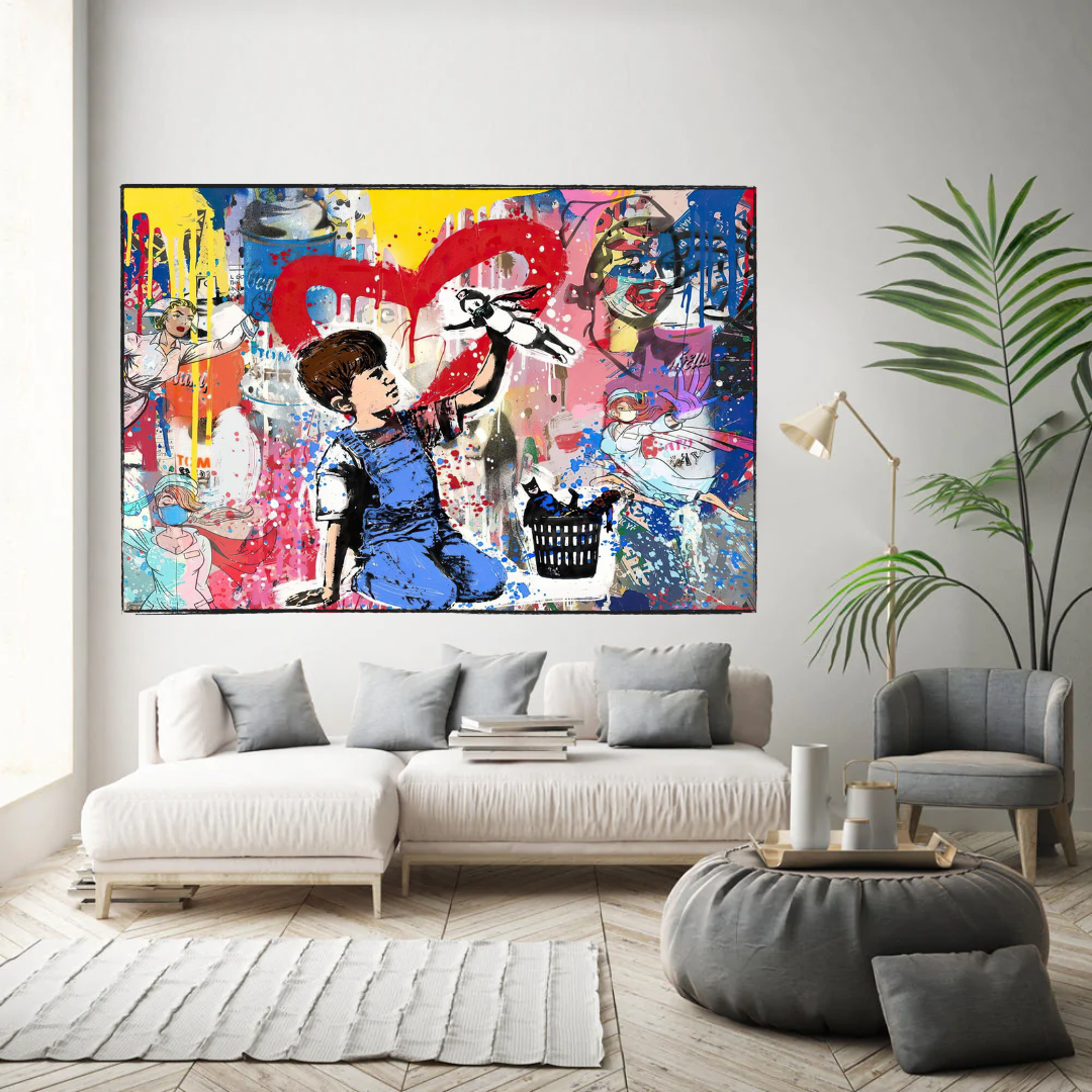 Banksy Life is Beautiful Authentic Artwork Tribute - Street Art Canvas Print for Home & Office Decor