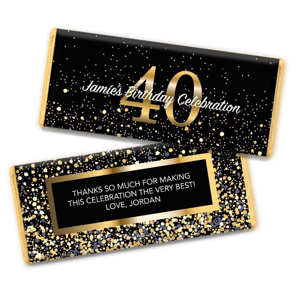 Custom 40th Birthday Chocolate Bars - Beach Themed Milestone Candy Favors (36 Count) - Perfect for Beach Parties, Anniversary Celebrations & Gift Giving