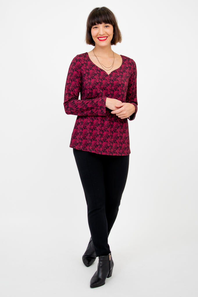 Annette Long Sleeve Top - Soft Bamboo Fabric, Elegant Bazar Style for Women - Perfect for Casual Wear, Office Outfits & Layering