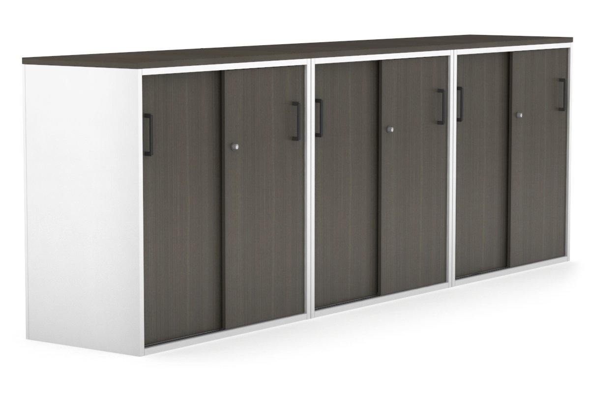 Modern 2400W x 900H x 450D Sliding Door Credenza for Office & Home - Medium Uniform Storage Cabinet with Smooth Gliding Doors - Perfect for Living Room, Bedroom or Entryway Organization
