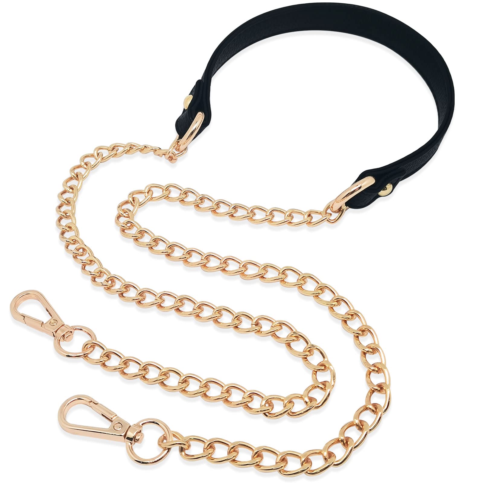 Replacement Bag Chain - Leather & Metal Purse Handle Strap for DIY Shoulder & Crossbody Bags (1pc, Black) | Perfect for Handbag Repair, Fashion Accessory Upgrade & Custom Purse Design