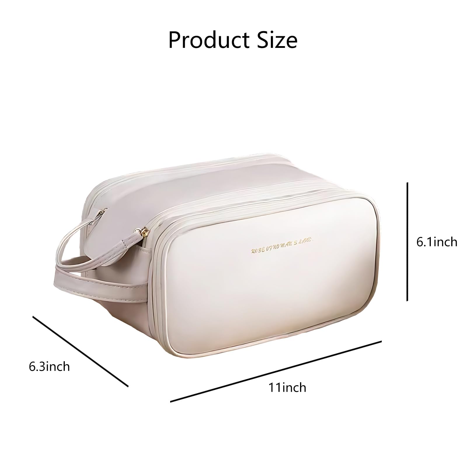 Large Capacity Waterproof PU Leather Travel Makeup Bag - Cosmetic Organizer with Multiple Compartments | Perfect for Vacation, Business Trips & Daily Beauty Essentials Storage (Beige)