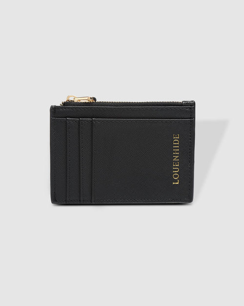 Louenhide Black Cara Cardholder - Slim RFID Blocking Leather Wallet for Men & Women | Perfect for Travel, Business & Everyday Use