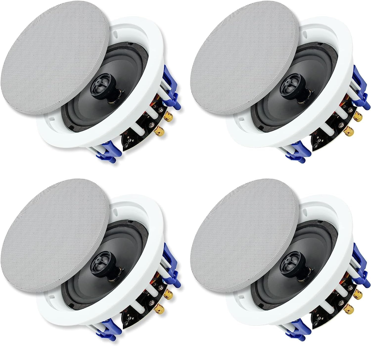 Herdio 6.5 Inch 640 Watts 2-Way Flush Mount Ceiling Speakers (4 Pack) - High Power Passive Audio System for Home Theater, Office, Kitchen, Living Room & Bathroom - Perfect for Background Music and Multi-Room Audio