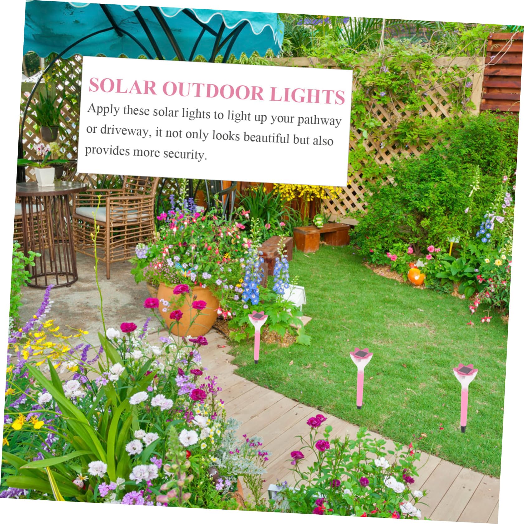BESPORTBLE 2-Pack Solar Powered Outdoor Decorative Flower Lights - Waterproof LED Garden Lanterns for Patio, Yard, Pathway, and Landscape Lighting
