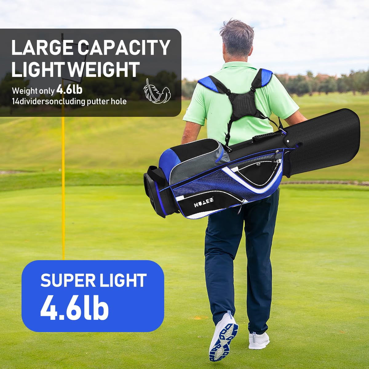 Premium 14-Way Golf Stand Bag with 5 Pockets | Lightweight Waterproof Nylon & Ergonomic Straps | Perfect for Men & Women Golfers | Ideal for Course Play, Driving Range & Tournament Use