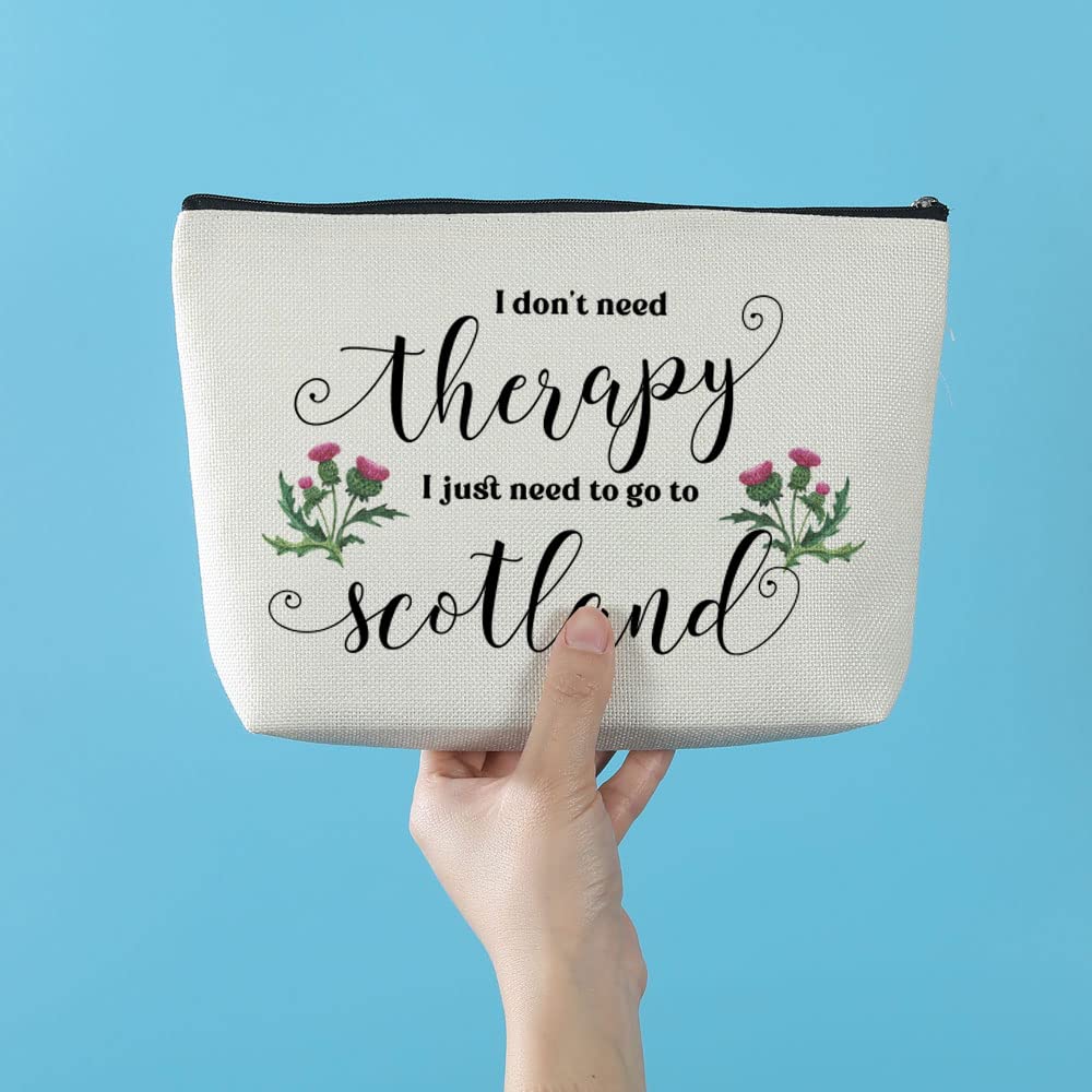 Azteoiz Dragonfly Makeup Bag - Unique Scottish Gifts for Women, Outlander Fans & Friends | Perfect Birthday Present with 'I Don't Need Therapy I Just Need To Go To Scotland' Design | Great for Travel, Cosmetics Storage & Outlander-Themed Gift Giving
