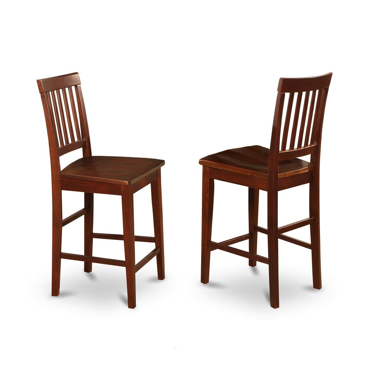 East West Furniture EDVN3-MAH-W 3-Piece Kitchen Counter Height Dining Set - 30x30 Inch Round Pedestal Table with 2 Chairs, Mahogany Wood - Perfect for Small Spaces, Breakfast Nooks & Apartment Dining