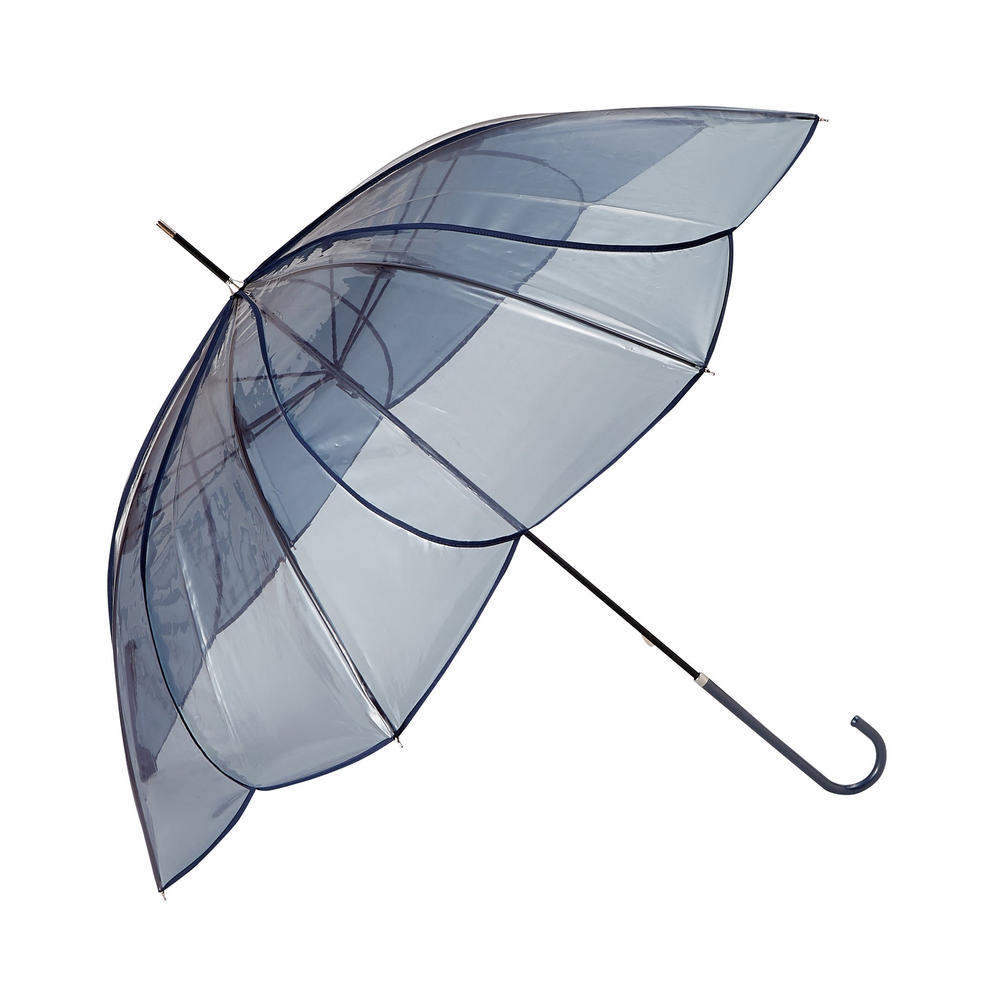 Clear Umbrella with Color Piping - 58 Inch Windproof Gray Rain Umbrella for Men & Women - Perfect for Commuting, Travel, and Outdoor Activities