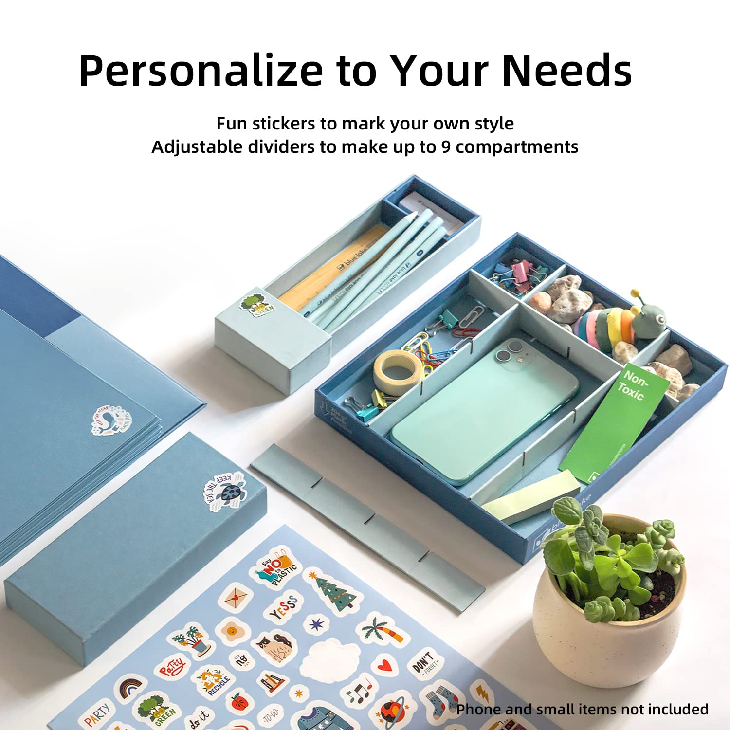 Eco-Friendly Blue Lake School & Office Supplies Kit - 22-Piece Plastic-Free Bundle with 3-Ring Binder, Folders, Pencils & Organizer Tray | Perfect for K-12, College Students & Office Use | Sustainable Back-to-School, Classroom & Work Essentials
