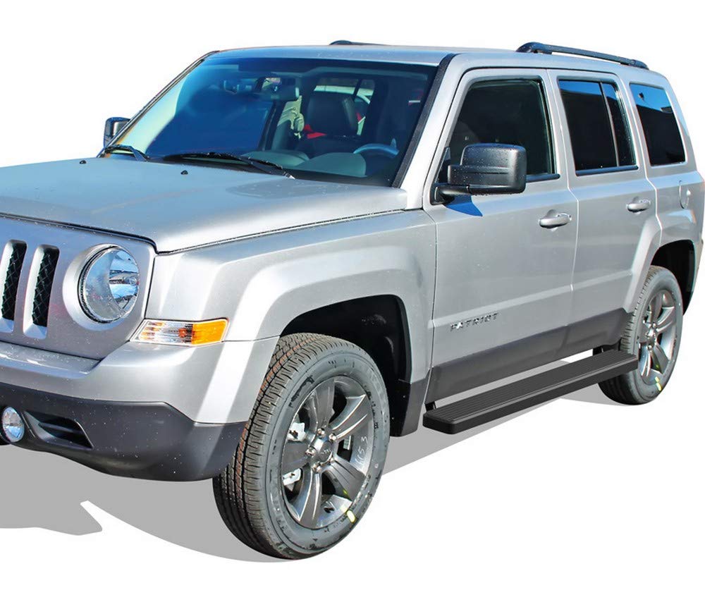 APS Premium 6-Inch Black Running Boards for Jeep Patriot (2007-2017) - Heavy Duty Side Steps for Off-Road & Daily Driving