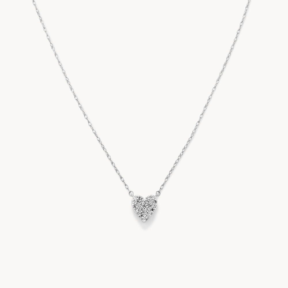 Sparkling Diamond Pave Heart Pendant Necklace in Sterling Silver - Perfect for Valentine's Day Gifts, Anniversary Presents & Romantic Occasions