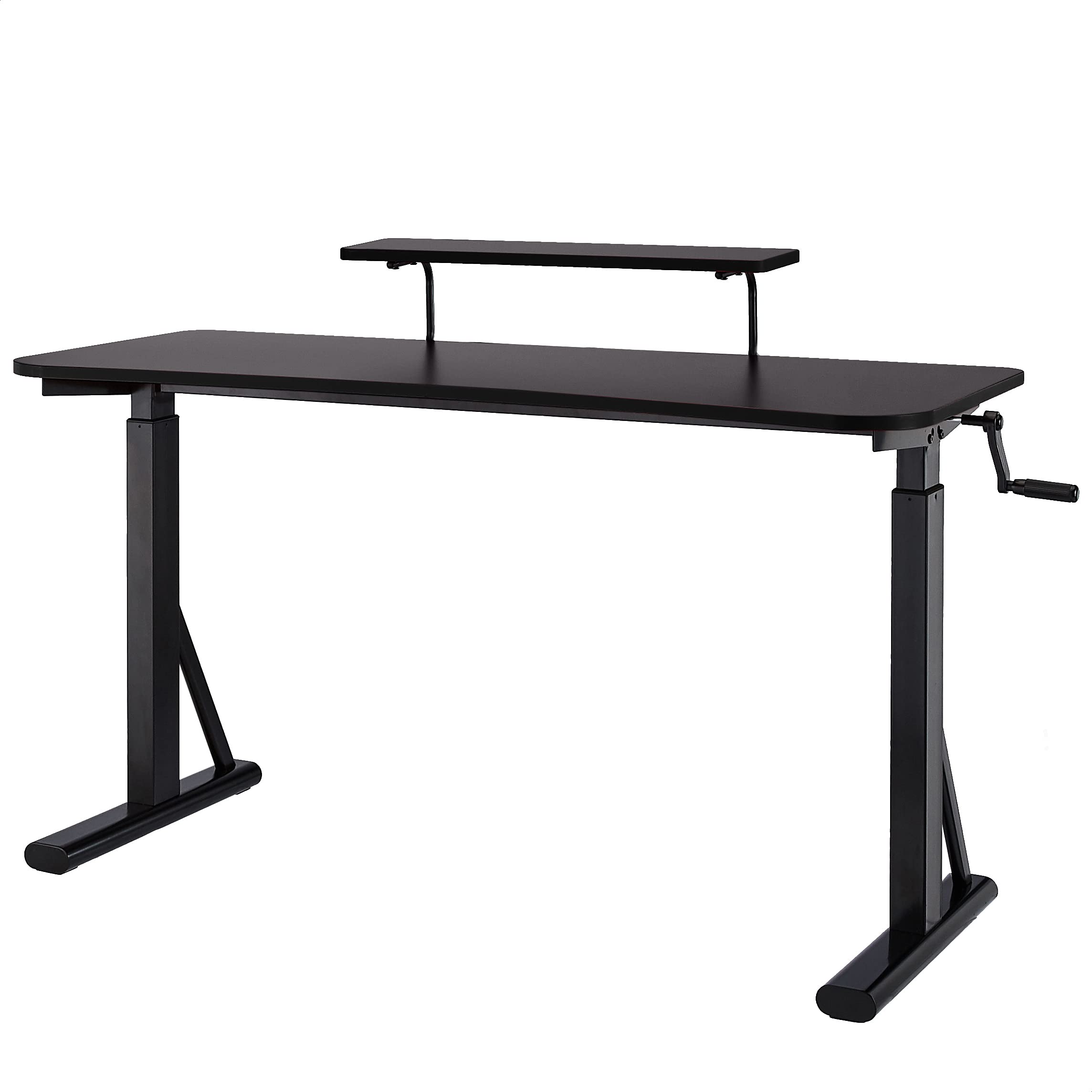 Amazon Basics Adjustable Height Gaming Desk with Monitor Stand - Black | Ergonomic Computer Workstation for Home Office & Gaming Setup
