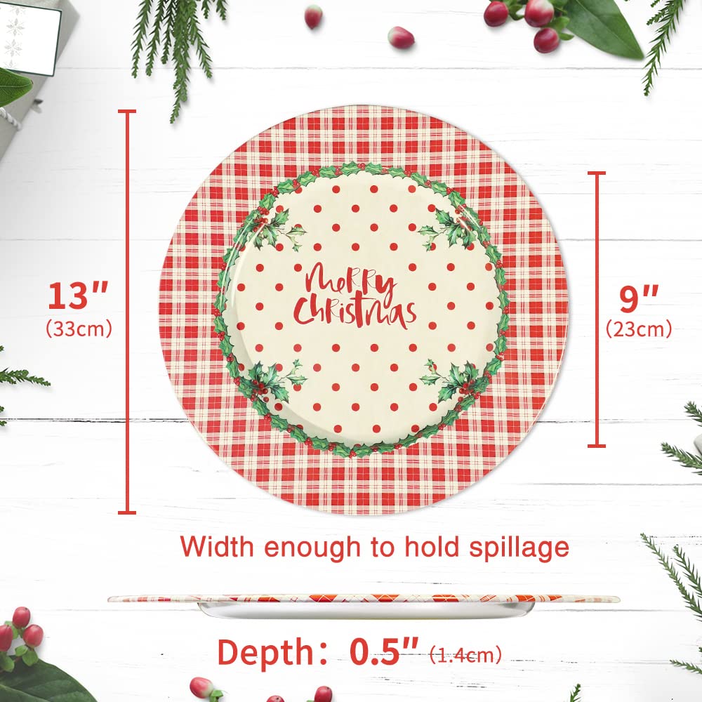 4-Piece Christmas Dinner Charger Plates Set - Elegant Holiday Table Decor for Women & Kids - Perfect for Christmas Parties, Family Gatherings & Festive Dining