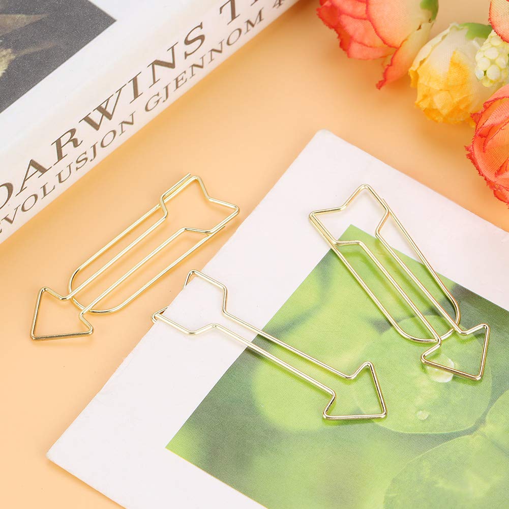 Gold Electroplated Arrow Paper Clips - 12pcs Metal Bookmark Clips for Office, School & DIY Crafts - Fun Stationery Supplies for Notes, Documents & Gift Wrapping