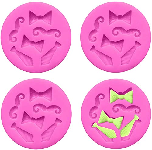 4 Pcs Mini Bow Tie Silicone Molds for DIY Fondant, Chocolate, Candy, Soap & Resin Crafts - Perfect for Father's Day Gifts, Cupcake Toppers, Cake Decorations & Ice Cube Making