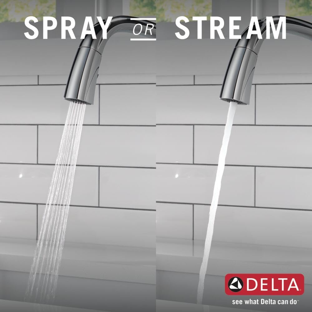 Delta 9176-DST Stryke Pull Down Kitchen Faucet in Lumicoat Chrome - Magnetic Docking Sprayer for Easy Cleaning | Perfect for Modern Kitchens & Food Prep Stations