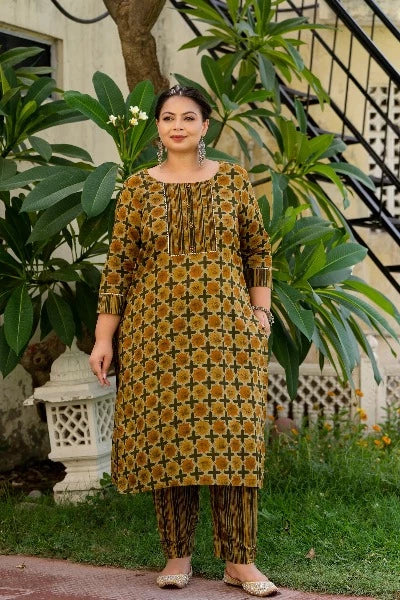 Stylish Plus Size Brown & Green Ready-Made Salwar Suit for Women – Perfect for Festivals, Weddings & Special Occasions
