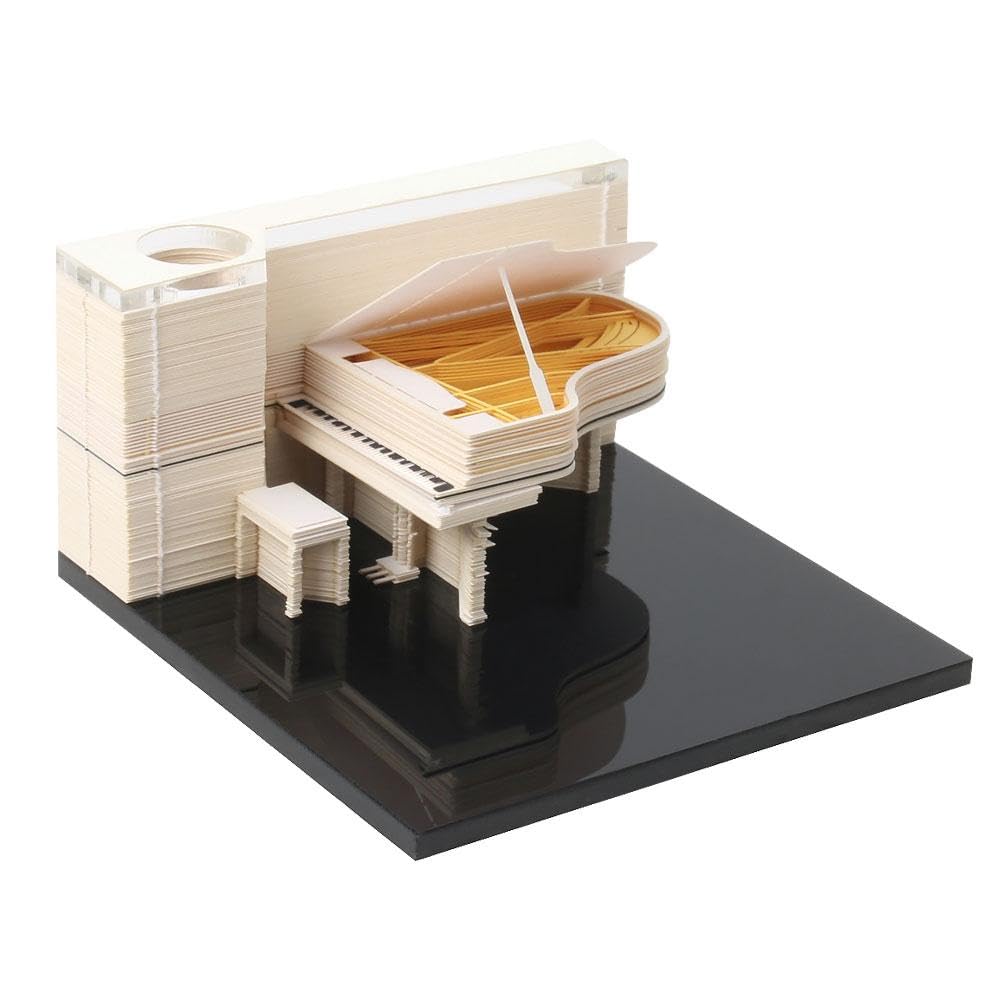 3D Piano Paper Craft Kit - DIY Musical Instrument Model with Sticky Notes & Pen Holder - Creative Gift for Pianists & Music Lovers - Perfect for Office Desk Decor, Music Room Display & Unique Birthday Presents
