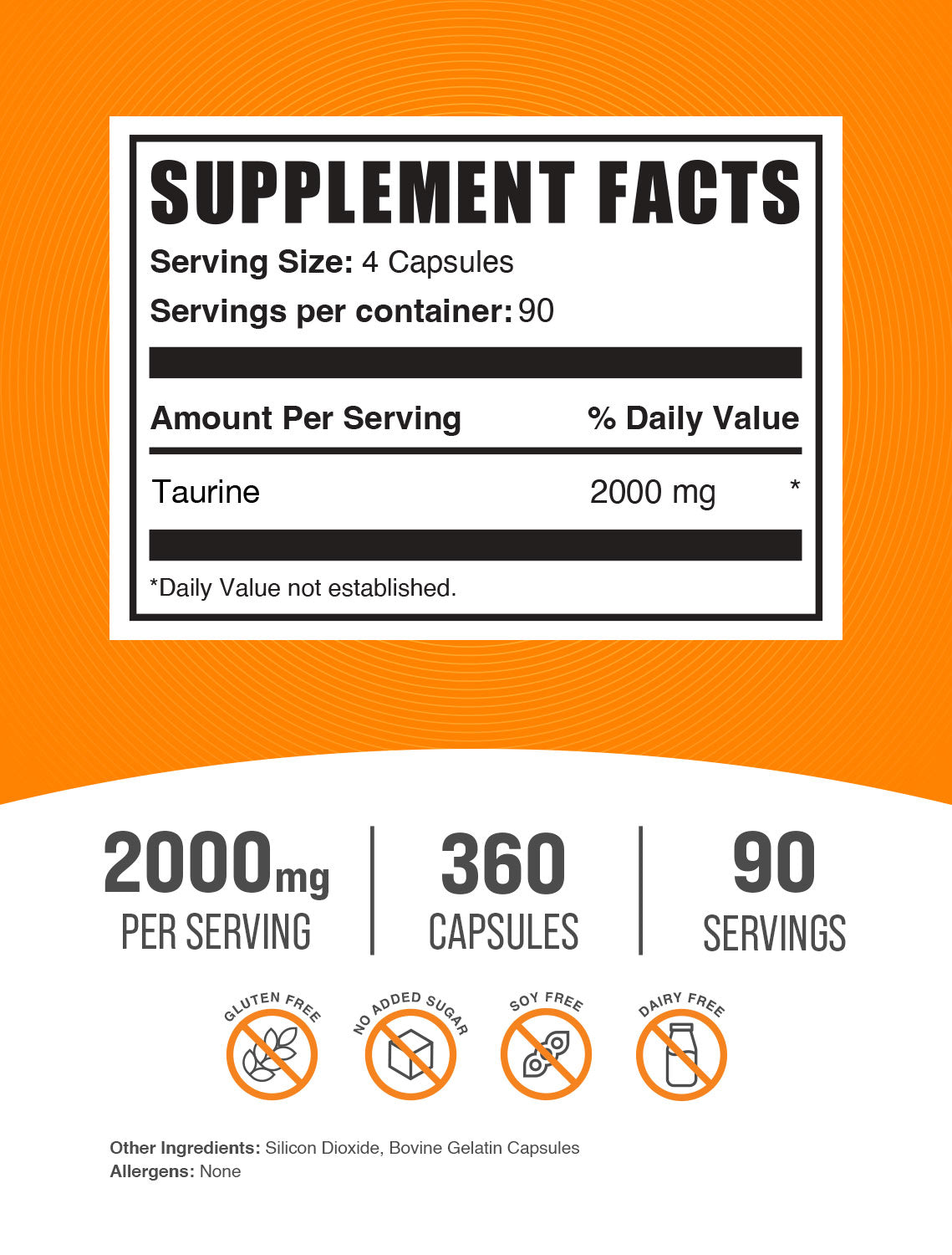 Premium Taurine Capsules 1000mg - 120 Count | Supports Heart Health, Energy & Exercise Performance | Vegan, Non-GMO Supplement for Athletes & Active Lifestyles