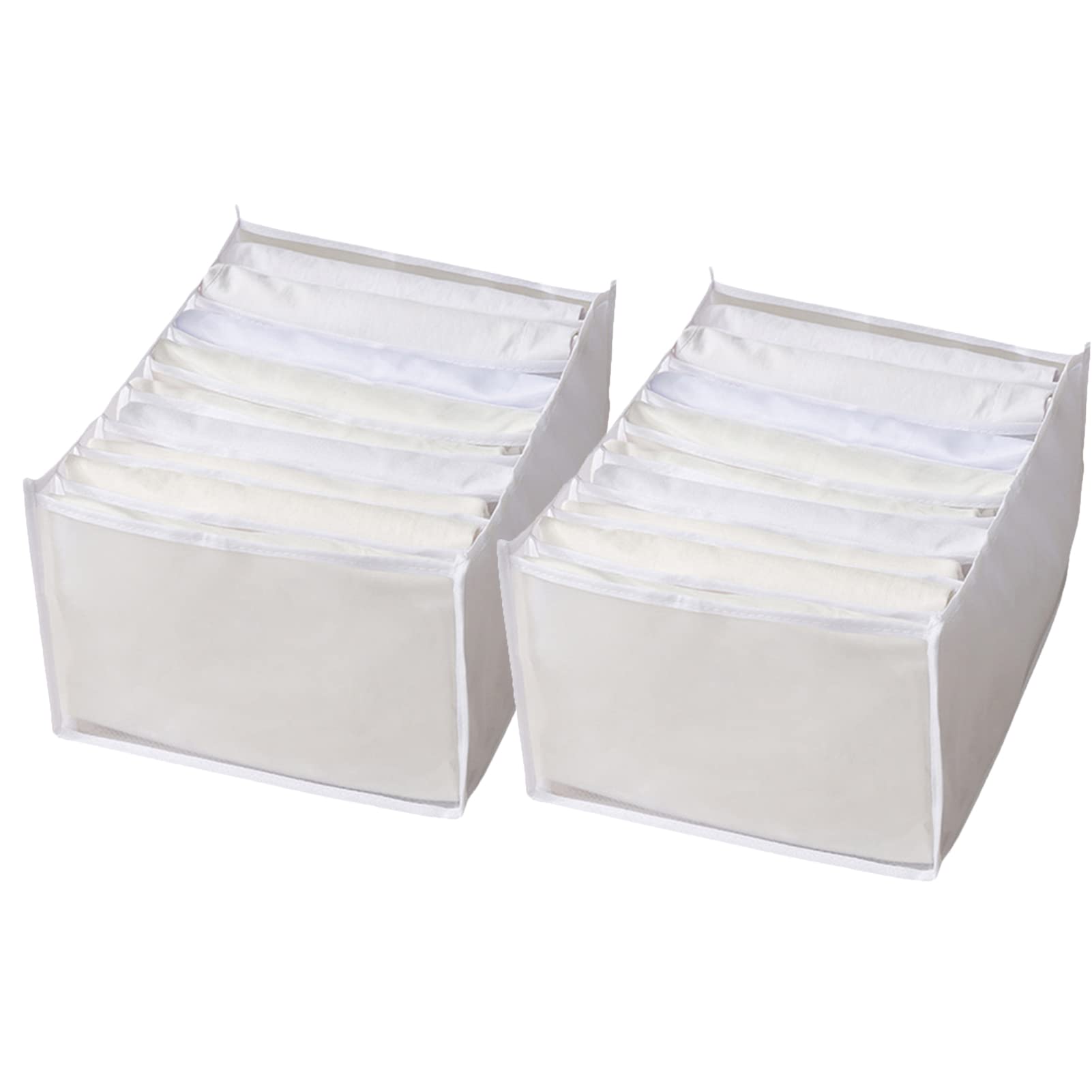 2-Pack Foldable Mesh Wardrobe Organizer for Jeans & Shirts - 9 Grid Drawer Storage Box, Washable Clothes Separator for Bedroom & Closet Organization | Perfect for Small Spaces & Travel Packing