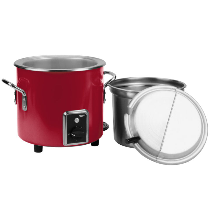 Vollrath Retro 11 Quart Stainless Steel Soup Warmer with Lid - Commercial Grade Food Warmer for Restaurants, Catering & Buffets (Red, Model 7217255) - Perfect for Keeping Soups, Stews & Sauces Hot
