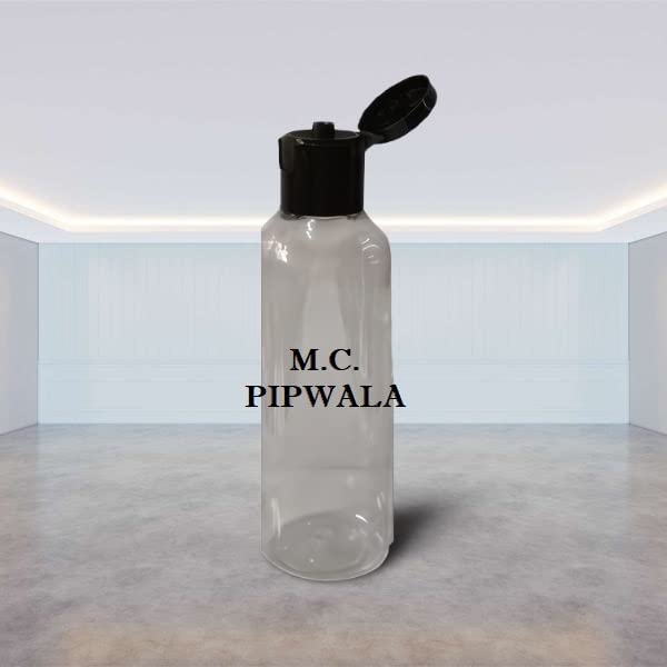 M.C. PIPWALA 100ml Clear PET Plastic Bottles with Black Flip Top Cap - Leak Proof Squeeze Travel Containers for Cosmetics, Liquids & Toiletries (Pack of 3) - Perfect for Travel, Salon & DIY Projects
