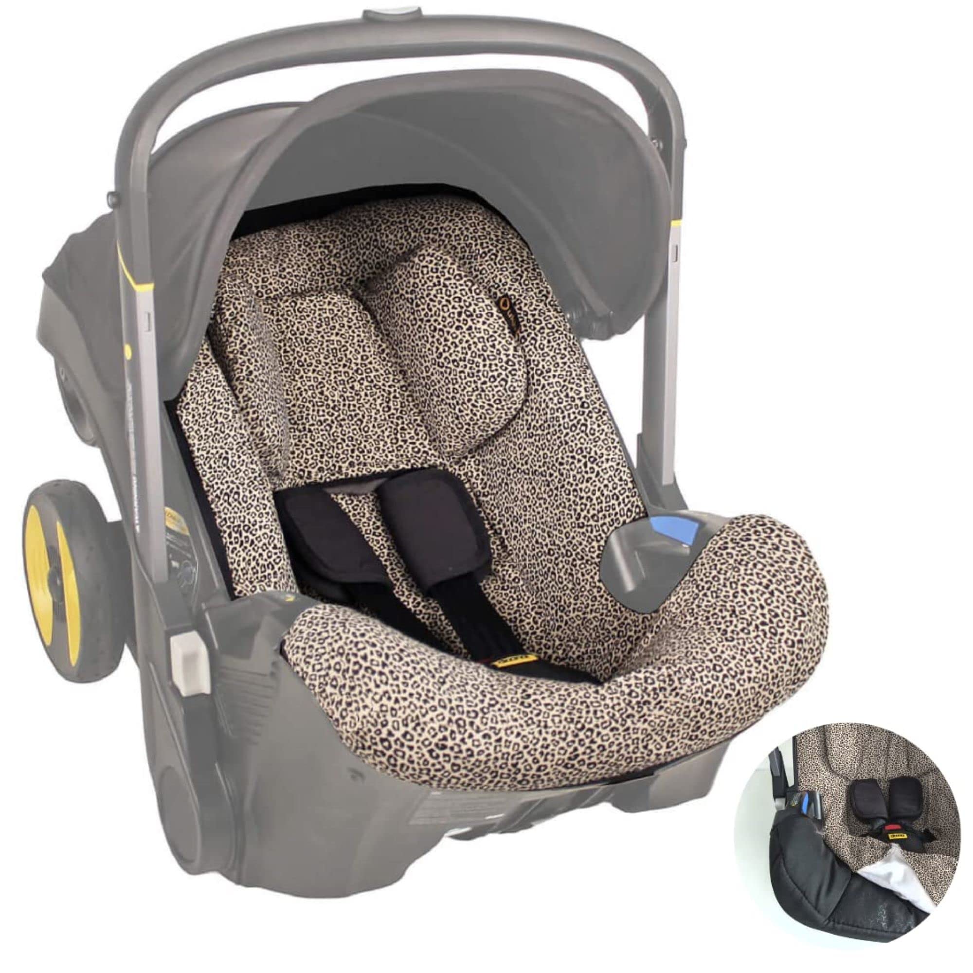 UKJE Premium Cotton Car Seat & Stroller Cover for Doona - Soft Infant Car Seat Liner Protector | Newborn Baby Travel Accessories | Machine Washable & Easy Install | Beige Leopard Print | Perfect for Road Trips & Daily Stroller Use