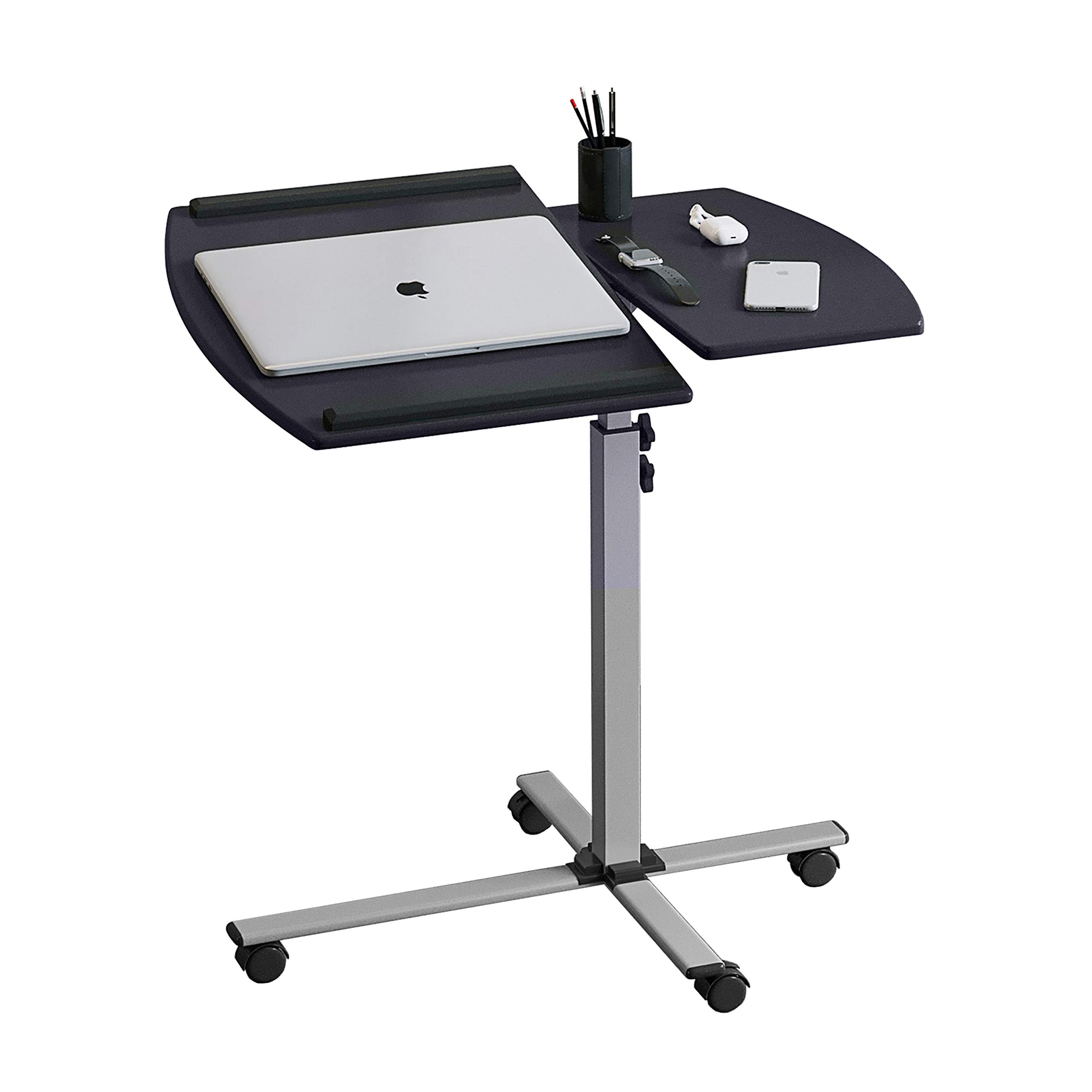 Techni Mobili Adjustable Rolling Laptop Cart with Locking Wheels - Mobile Workstation for Office, Home, or Classroom - Graphite Finish