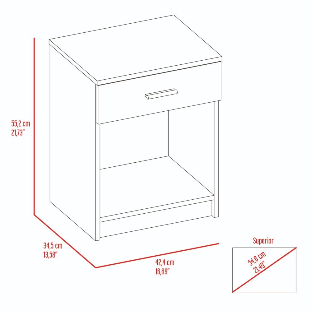 Tuhome White Eco-Friendly Nightstand with Superior Top, One Drawer and Lower Shelf - Perfect for Bedroom, Living Room or Office
