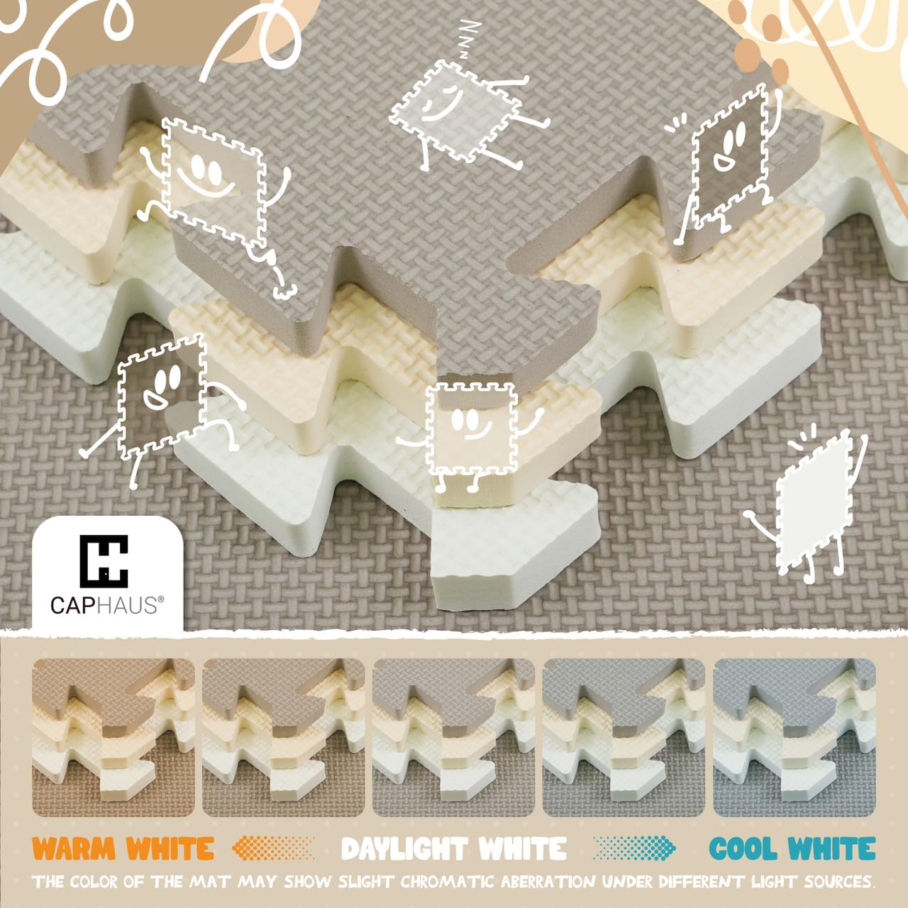 CAPHAUS Foam Puzzle Play Mat - Interlocking EVA Soft Foam Tiles for Kids & Toddlers (12