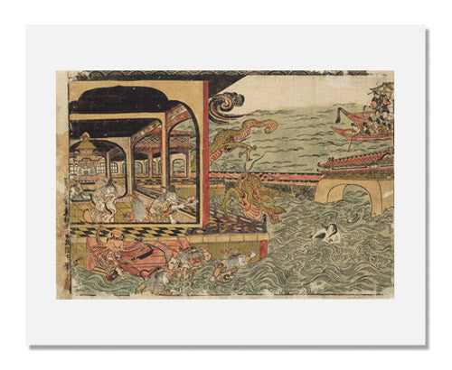 Okumura Masanobu Japanese Ukiyo-e Print - Diving Woman Retrieving Jewel from Dragon Palace - Traditional Asian Artwork for Home Decor, Office Wall Art, and Japanese Culture Enthusiasts