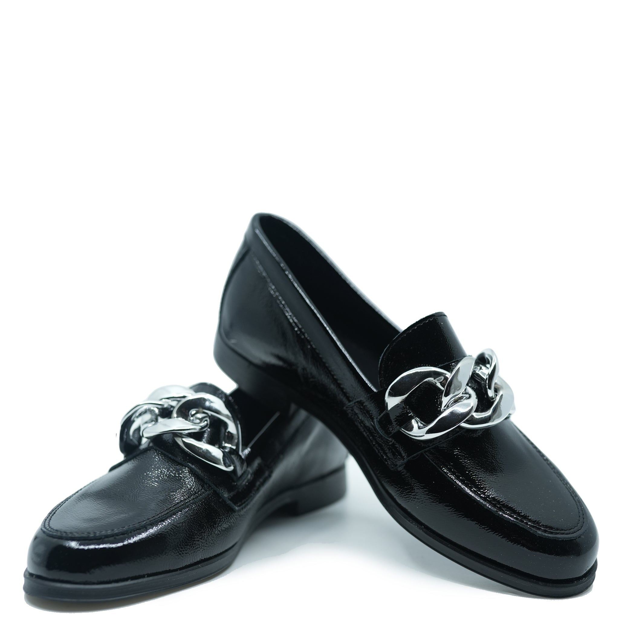 Blublonc Black Patent Leather Buckle Loafers for Women - Stylish & Comfortable Dress Shoes for Work, Office, and Formal Occasions