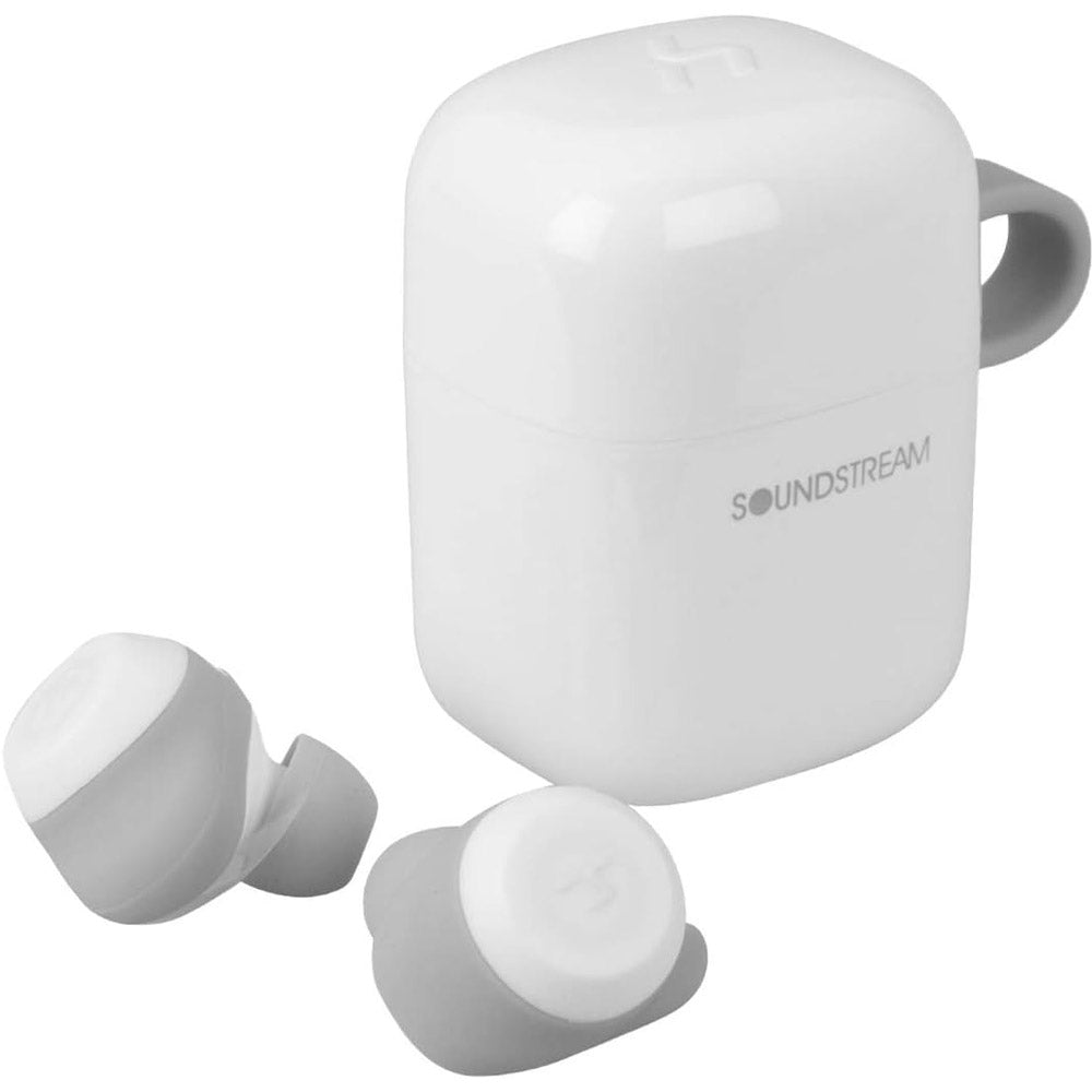 Soundstream h2GO True Wireless Earbuds - Bluetooth 5.0 Earbuds with 24H Playtime, IPX7 Waterproof, Noise Cancelling for Gym, Running, Workout & Travel (White)