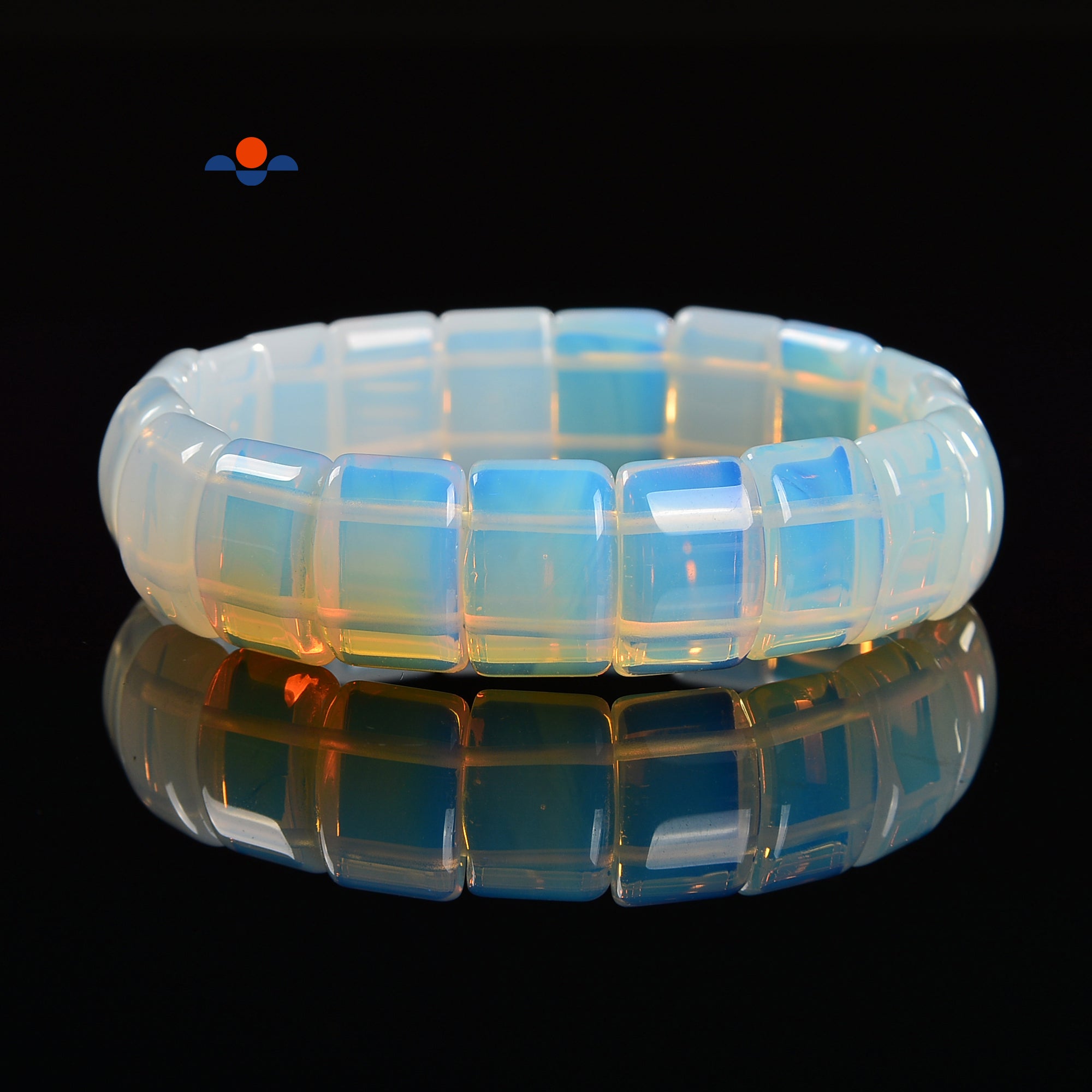 Opalite Double Drill Elastic Bracelet - 11x15mm Beads, 7.5