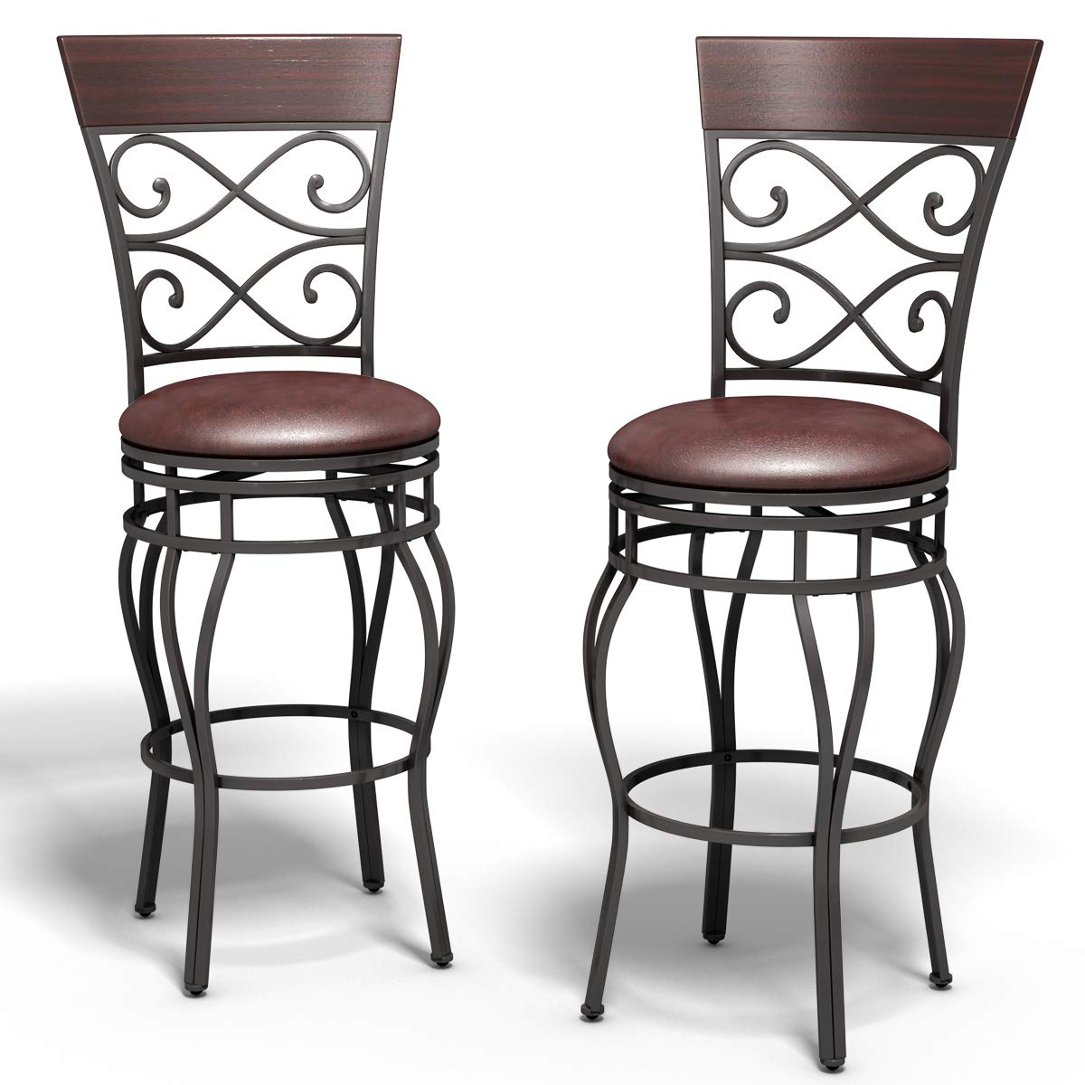 HAPPYGRILL 2-Piece Swivel Bar Stool Set - 30