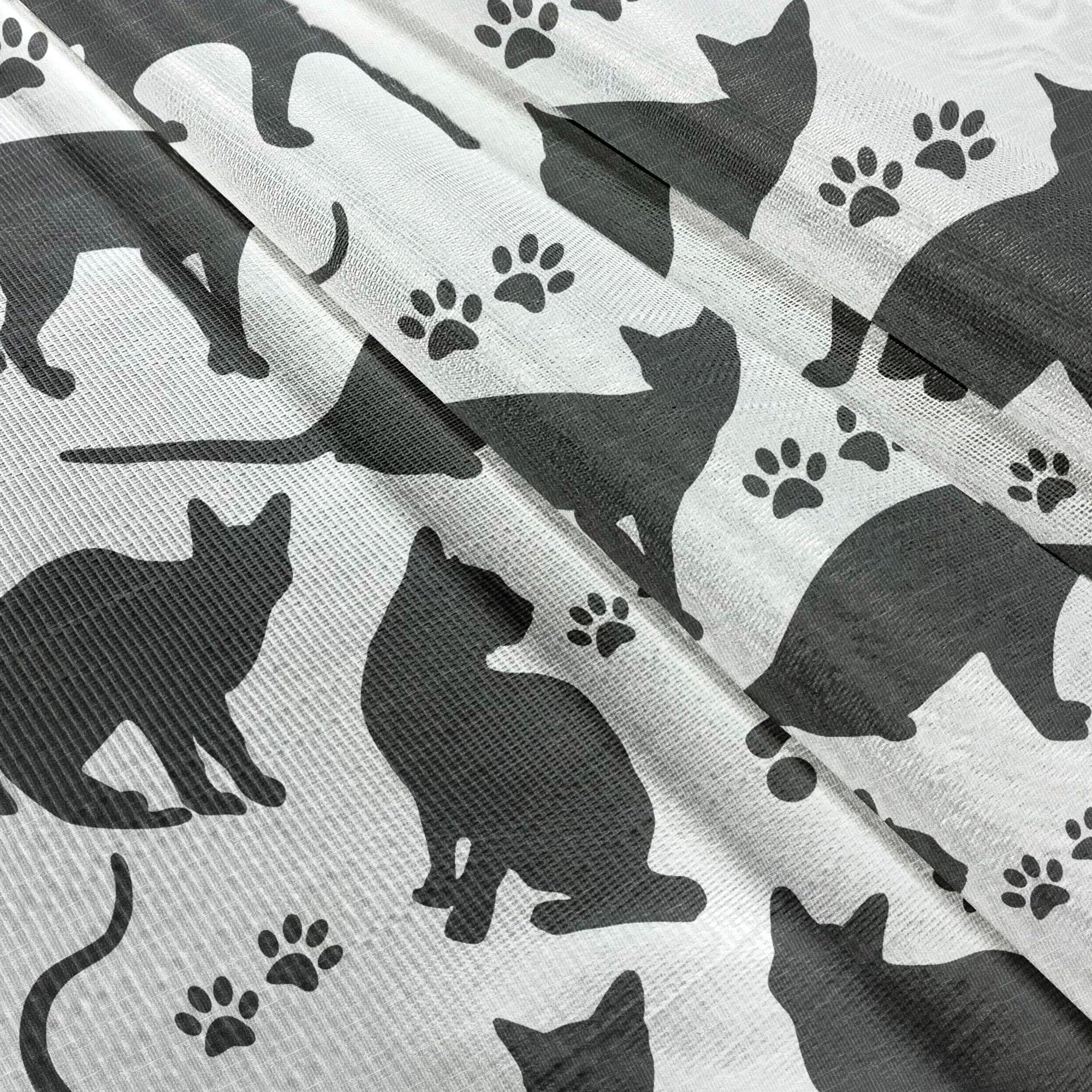 Ambesonne Black & White Cat Silhouette Tulle Curtains - Rod Pocket Sheer Drapes for Living Room, Bedroom, Wedding (2 Panels, 108
