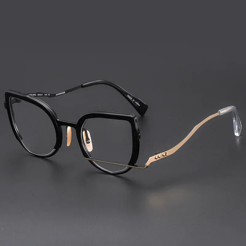Aror Unisex Full Rim Square Oval Cat Eye Acetate Alloy Eyeglasses 49432 - Stylish Retro Frame for Men & Women - Perfect for Reading, Work, and Fashion Accessories