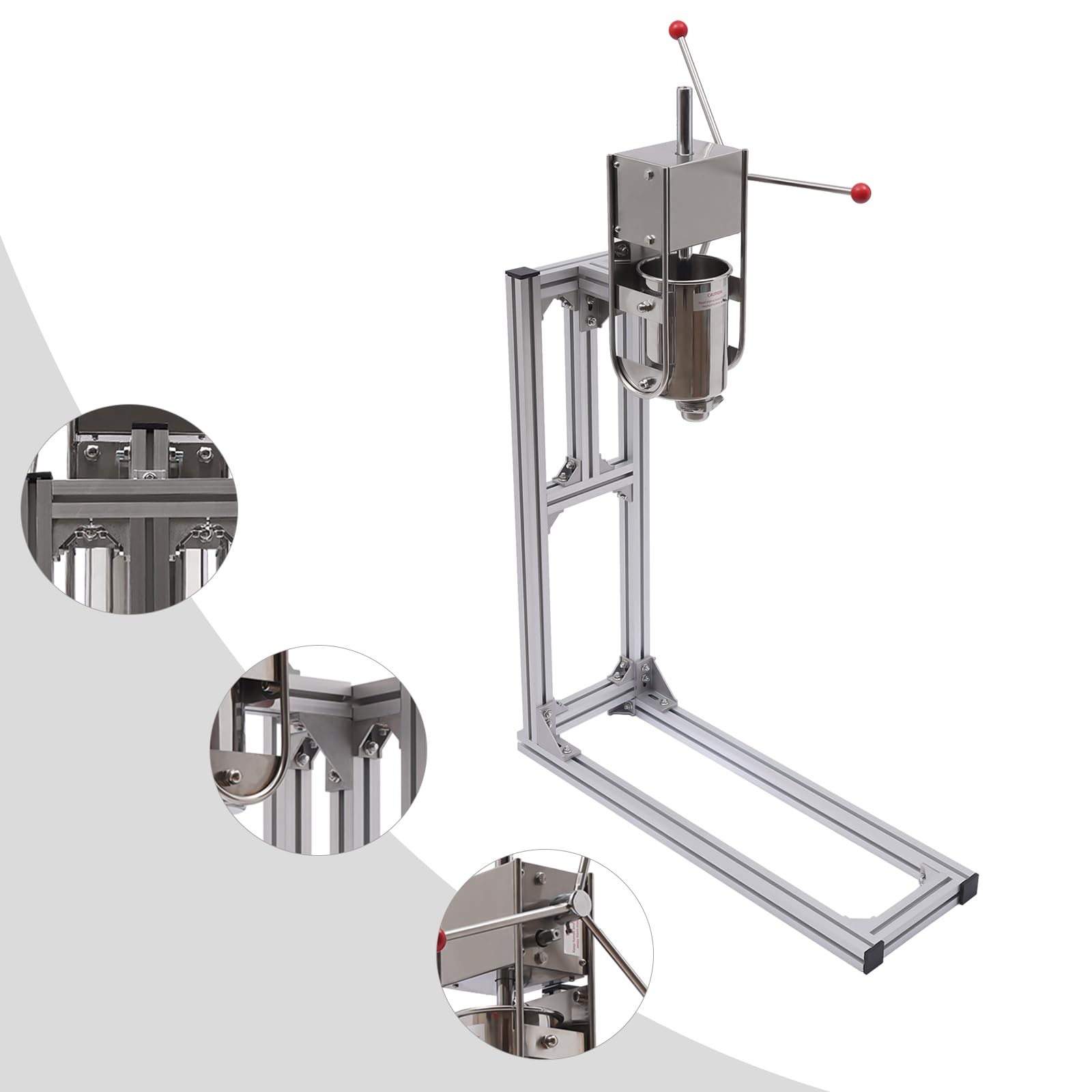 Commercial Churro Maker Machine - 3L Stainless Steel Vertical Donut Maker with Hand Crank & 5 Nozzles - Perfect for Home, Restaurants, Bakeries & Cafes - Make Delicious Churros, Donuts & Desserts for Parties, Events & Street Food Business