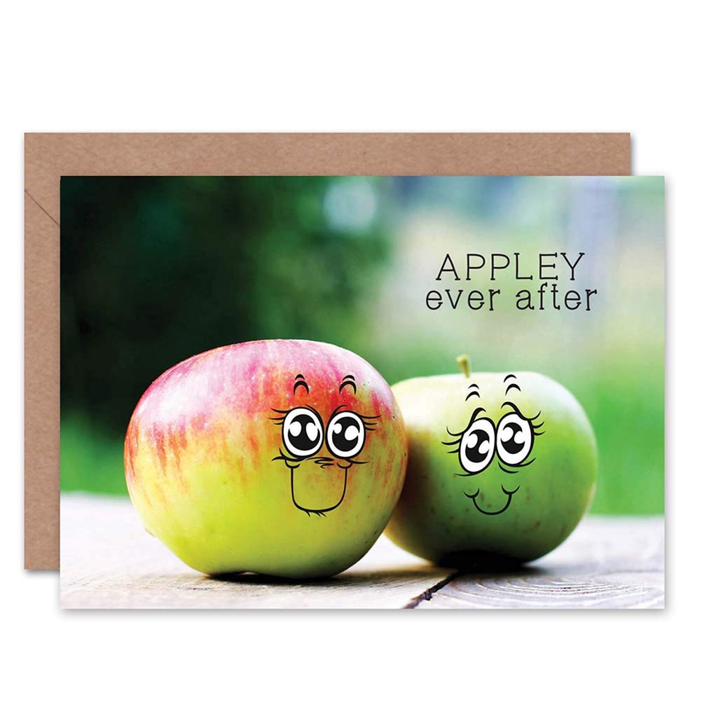 Romantic Valentine's Day Greeting Card with Cute Apple Love Design - Perfect for Anniversaries, Weddings & Sweet Messages