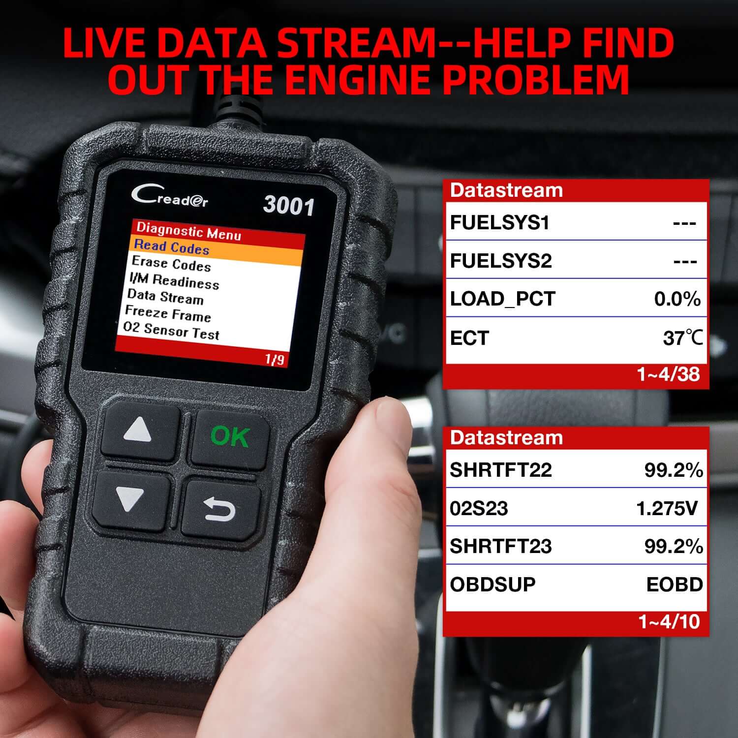LAUNCH Creader 3001 OBD2 Scanner - Professional Engine Fault Code Reader for Car Diagnostics - Check Engine Light, Read & Clear Codes - Perfect for Mechanics & DIY Car Repair at Home or Garage